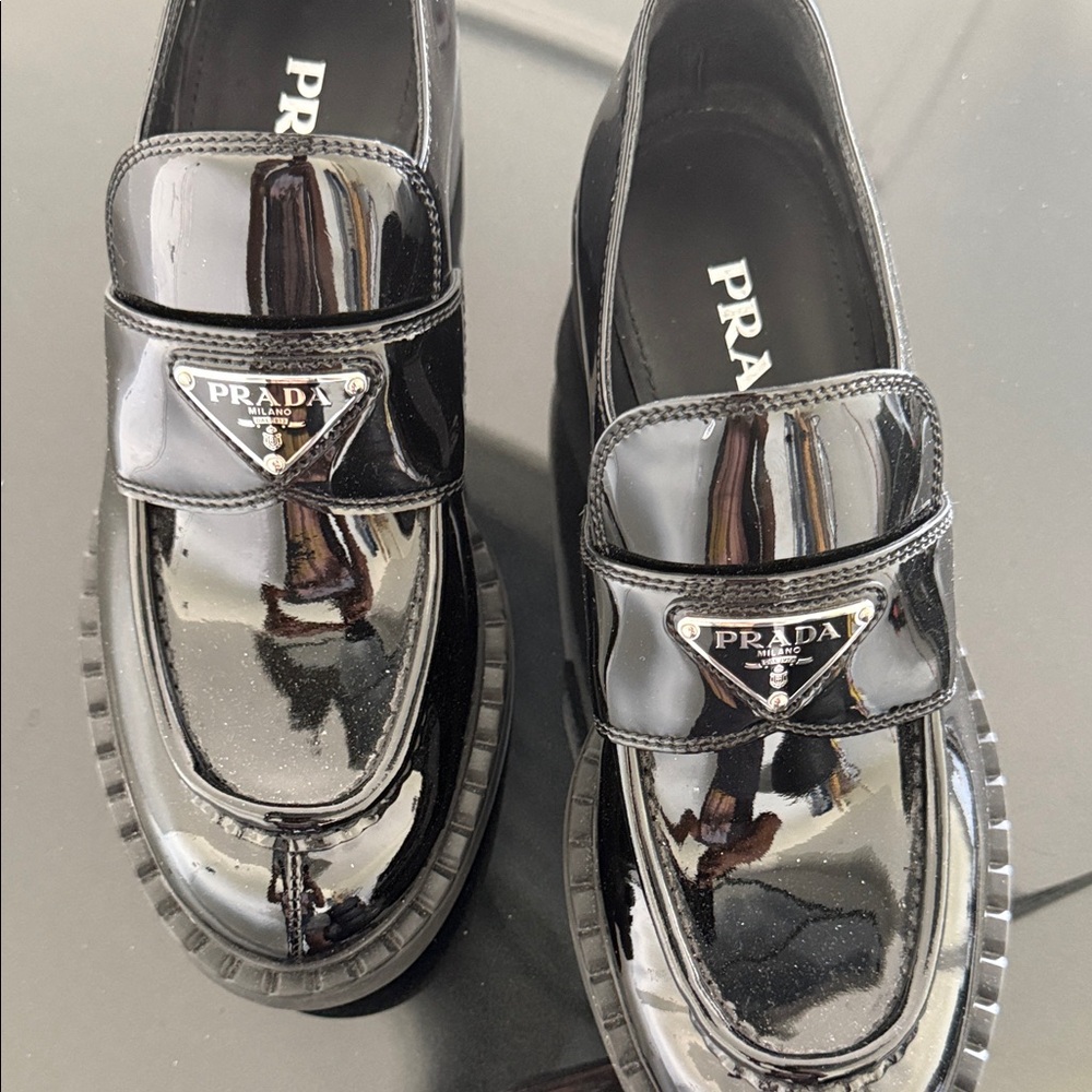 Prada Glossy Black Slip-On Loafers